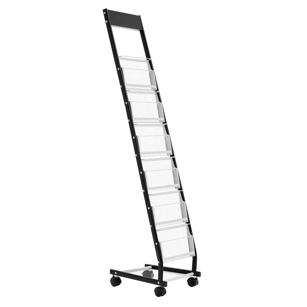 Narrow 6-Tier Literature Stand with Wheels, Metal Magazine Rack – image 1