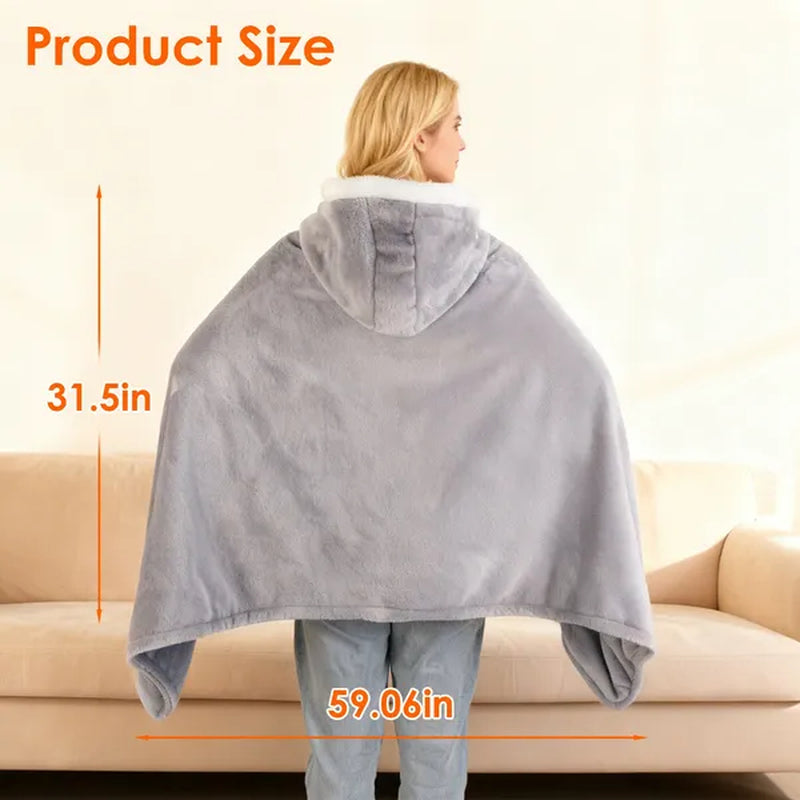 Wearable Heated Blanket Hoodie, USB Powered Flannel with 3 Heat Levels – image 8