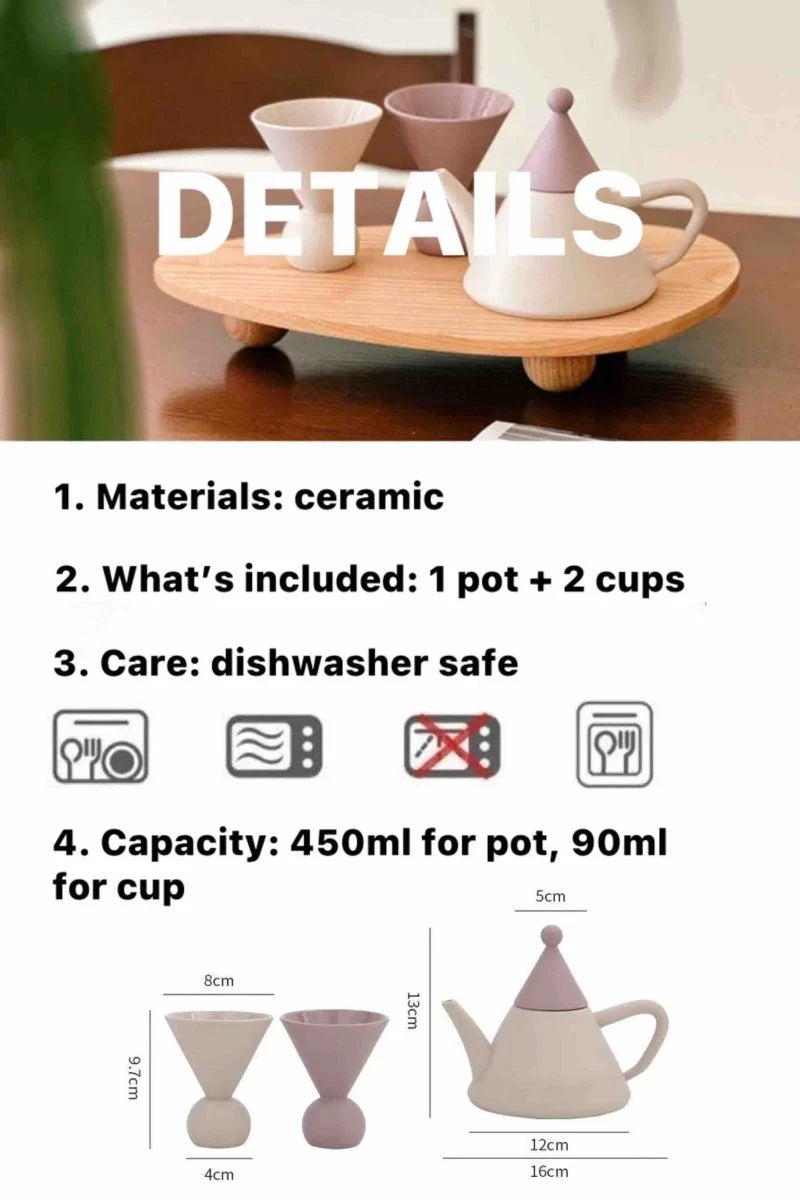 Handmade Ceramic Teapot and Cups Gift Set, 3 Pieces – image 9