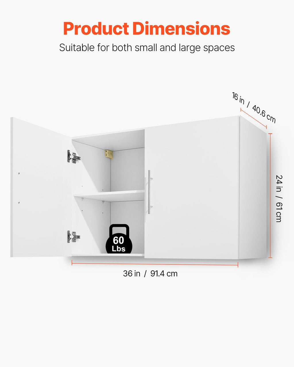 Laundry Room Wall Cabinet 36 in, 2-Door Hanging Storage with Shelves – image 2