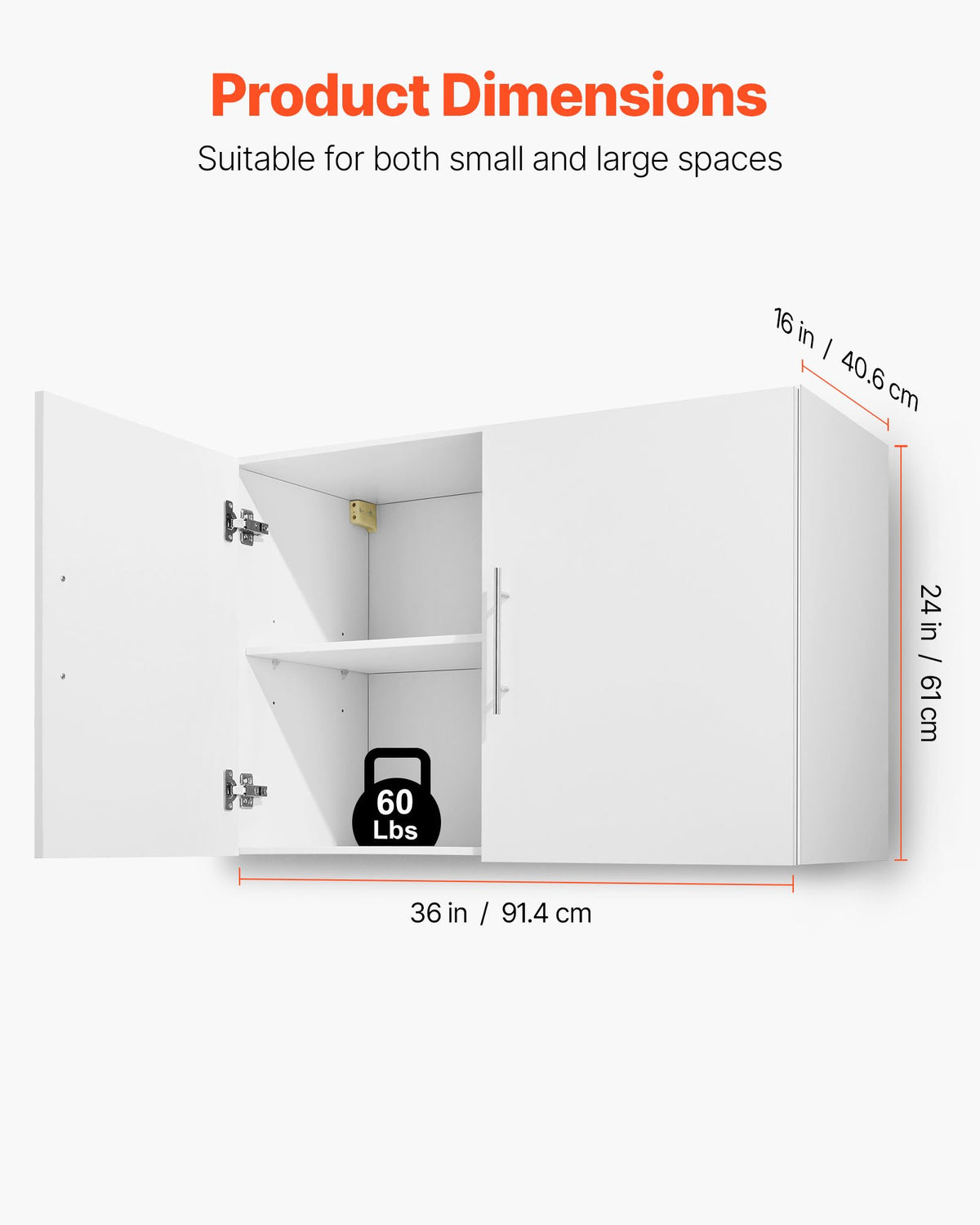 Laundry Room Wall Cabinet 36 in, 2-Door Hanging Storage with Shelves – image 2