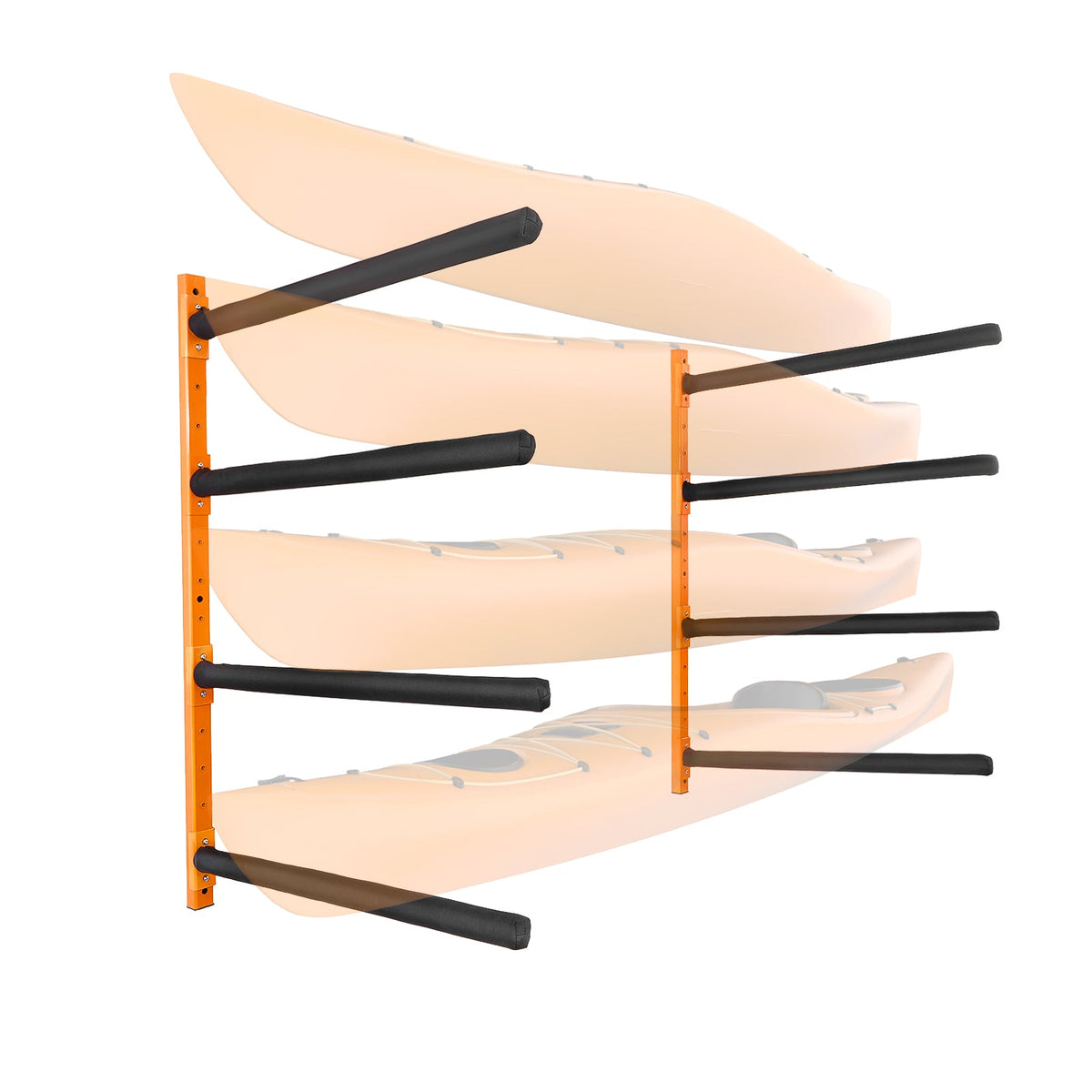Wall Mount Kayak Storage Rack for 4 Boats, 400 Lb Padded Arms