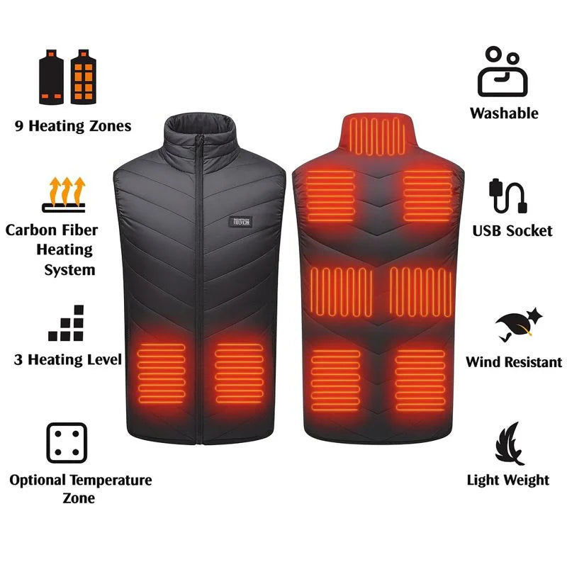 Heated Work Vest with 10000mAh Battery, 9 Heating Zones