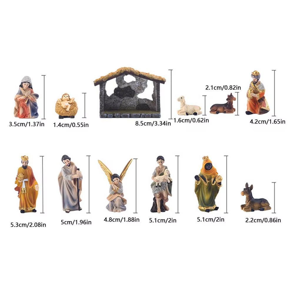 12 Piece Resin Nativity Set Hand Painted Holy Family Figurines – image 1