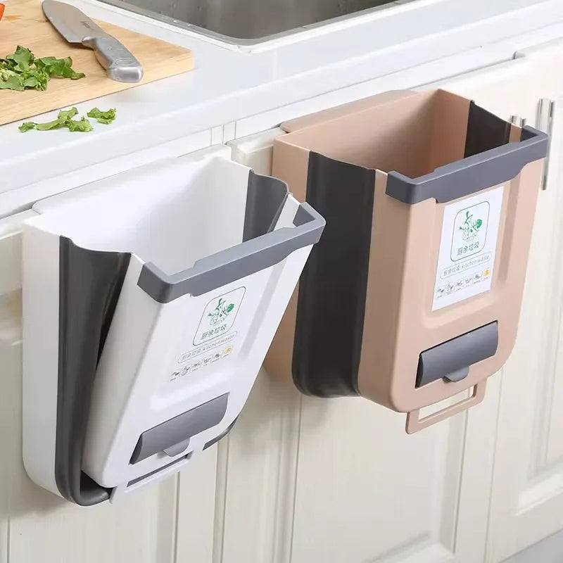 Collapsible Hanging Trash Can – Cabinet Door Kitchen Bin – image 2