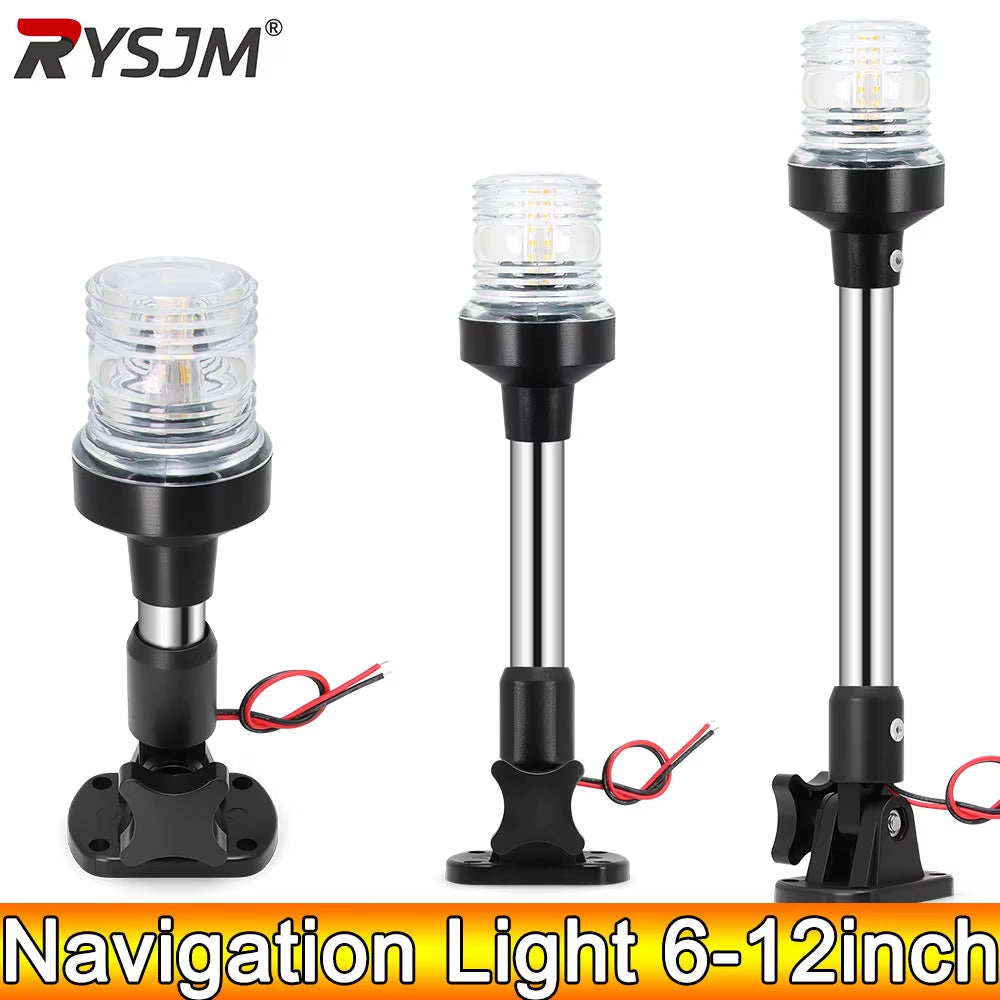 Fold Down LED Anchor Light for Boats, 12-24V, 6 to 12 Inch Pole – image 2