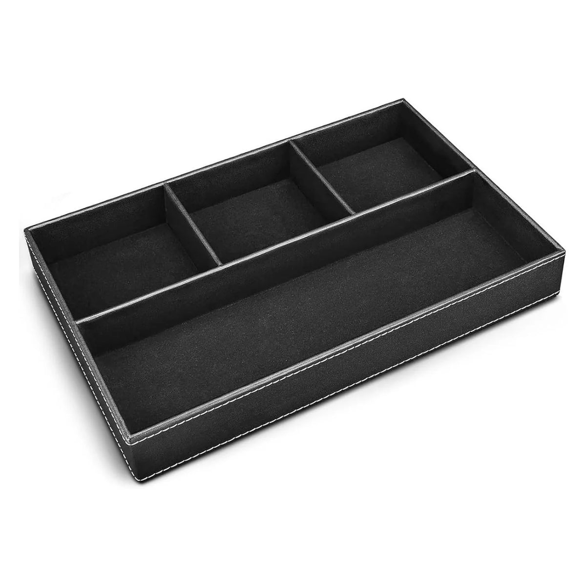 Valet Tray – PU Leather Jewelry and Catchall Organizer, 5 Slots