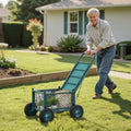 Garden Seat Cart, Rolling with Storage Basket and Wheels