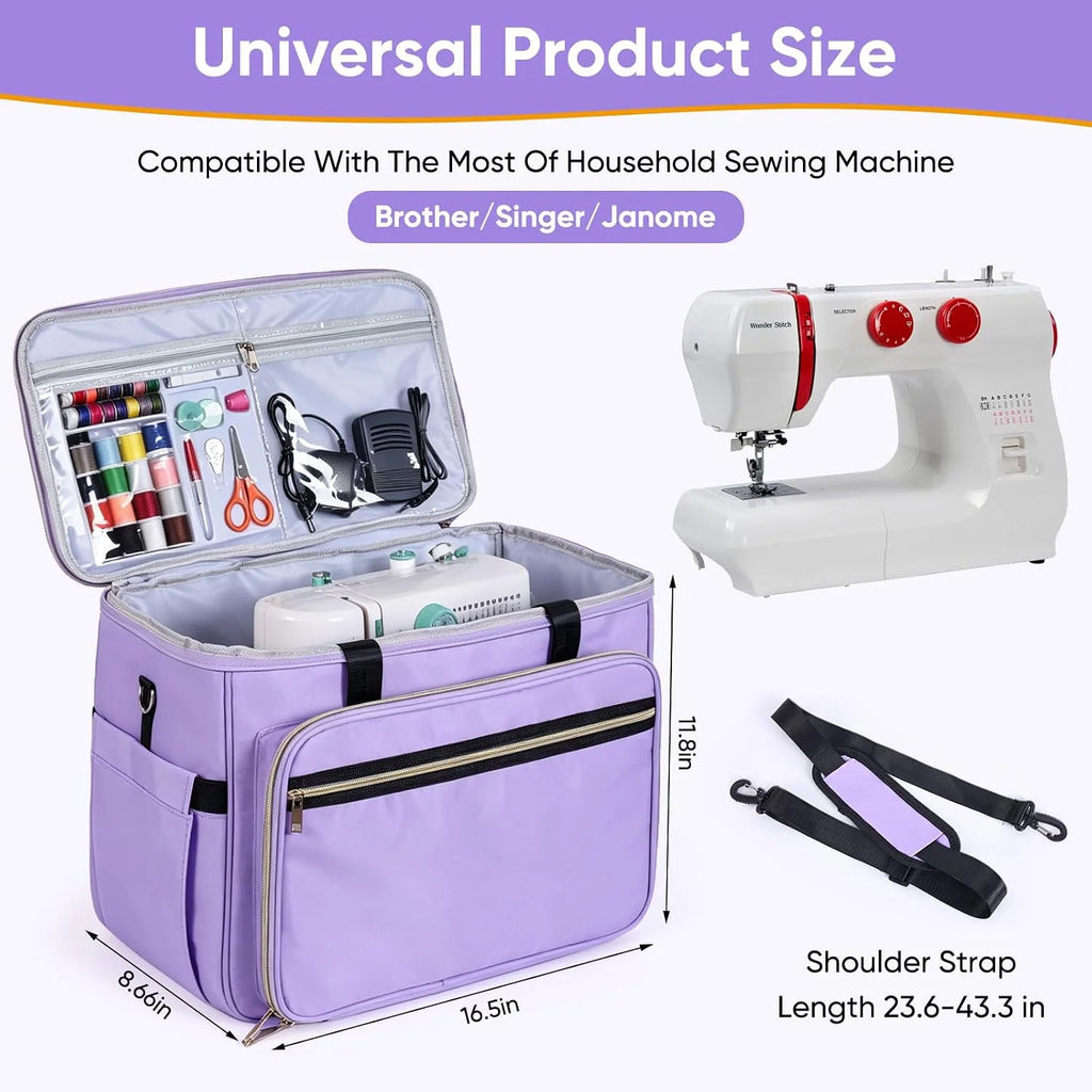 Sewing Machine Carrying Case with Storage Pockets, Purple – image 4