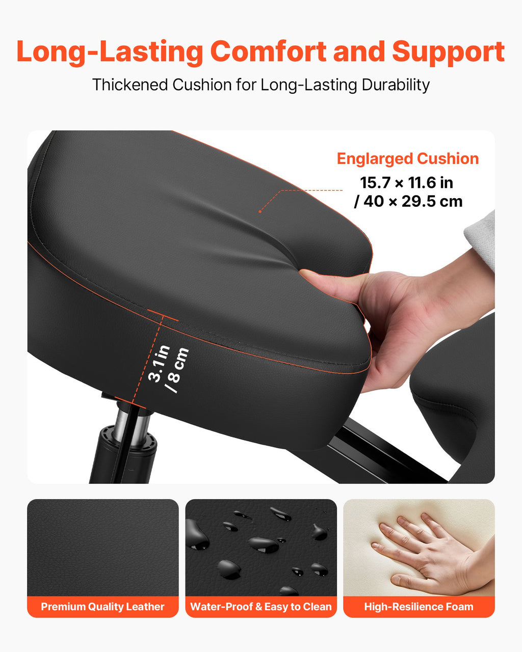 Kneeling Chair with Wheels – Ergonomic Adjustable Height Knee Chair – image 5