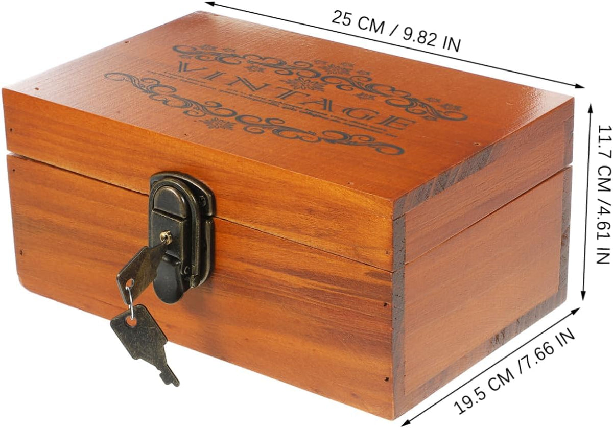 Vintage Wood Treasure Chest Jewelry Box with Lock, Keepsake Box – image 3