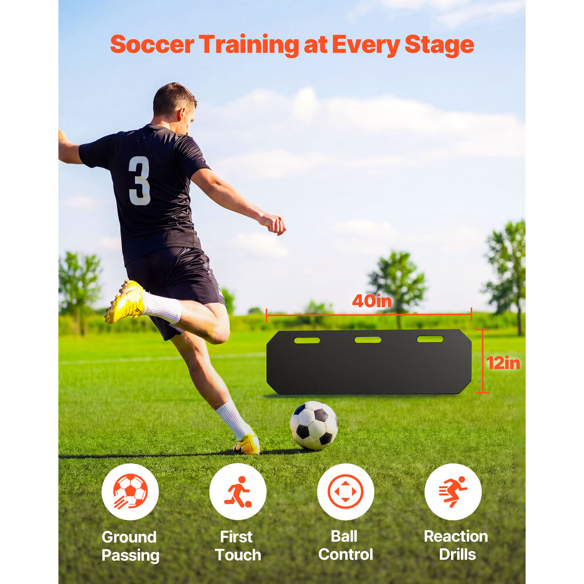 Portable Soccer Rebounder Board, 40 x 12 in, 3 Angles – image 2
