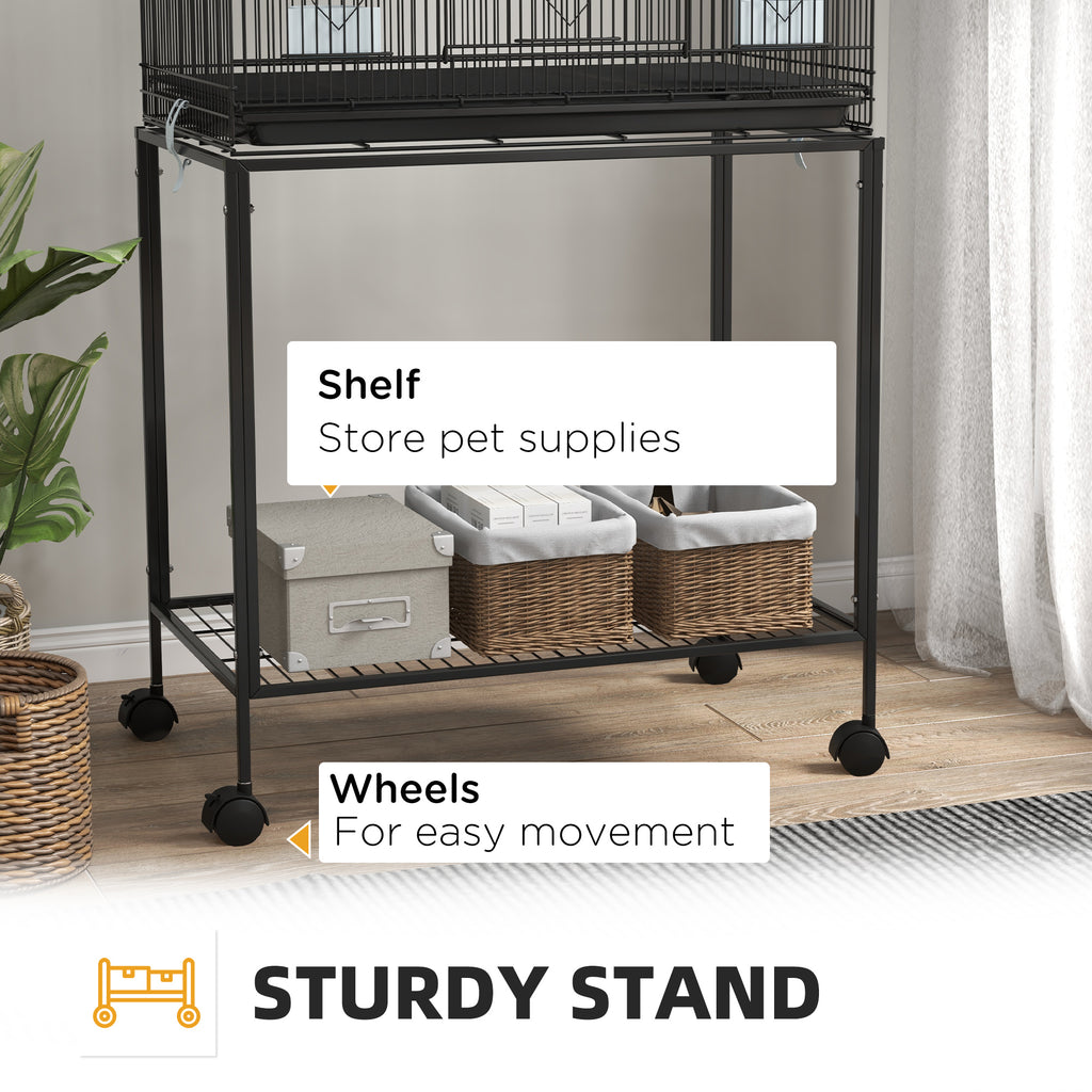 Double Stackable Bird Cage with Rolling Stand for Canaries, Black – image 8