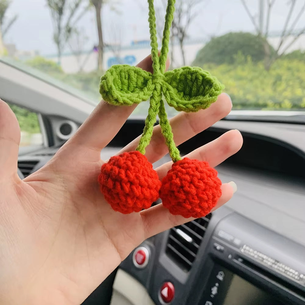 Cherry Flower Car Mirror Charm – Cute Rearview Hanging Decor – image 4