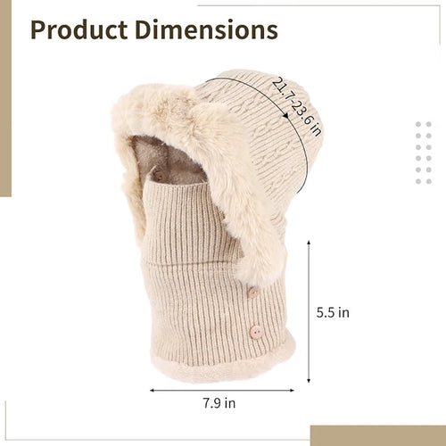 3-in-1 Winter Hat Balaclava, Fleece Lined Knit Hood & Neck Warmer – image 2