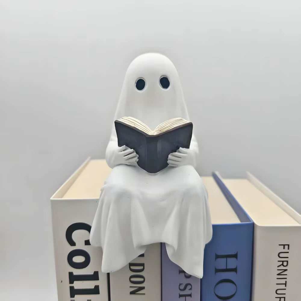 Little Ghost Reading Resin Ornament – image 4