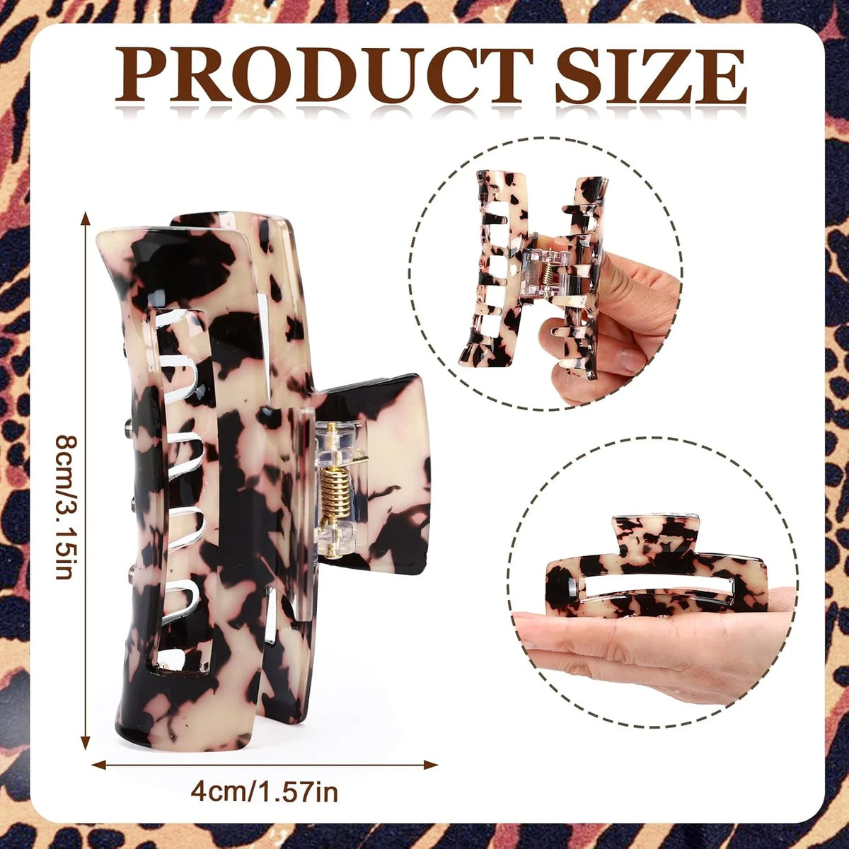 Tortoise Hair Claw Clips 4-Pack, Strong Hold Acetate Jaw Clips – image 3