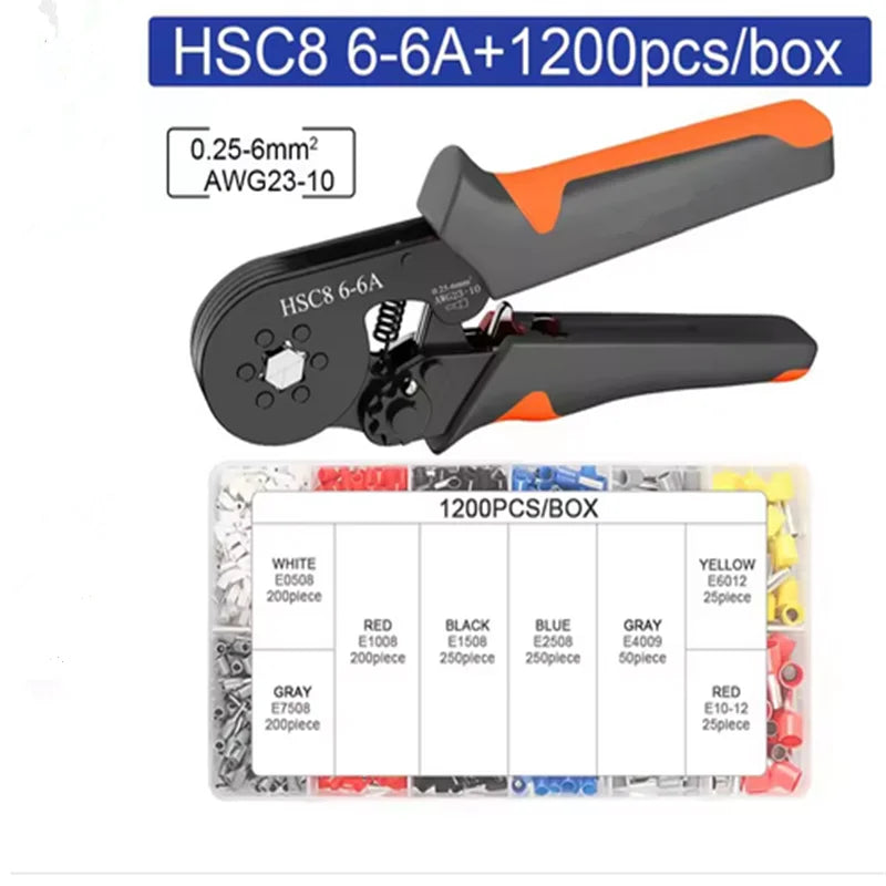 Ratcheting Ferrule Crimper Kit with Wire Ferrules, 23-10 AWG