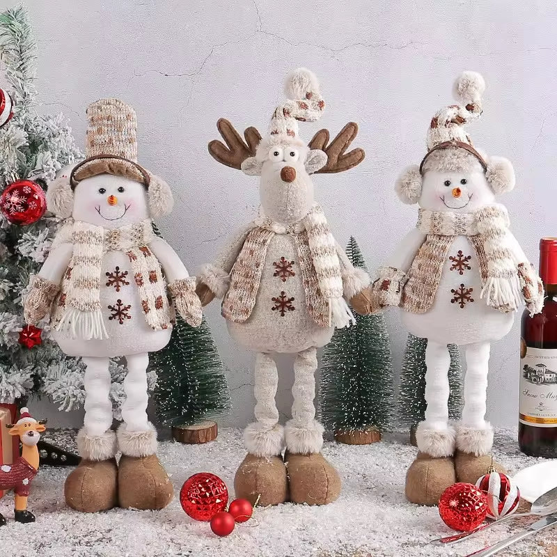 Knitted Telescopic Snowman and Reindeer Christmas Figurine
