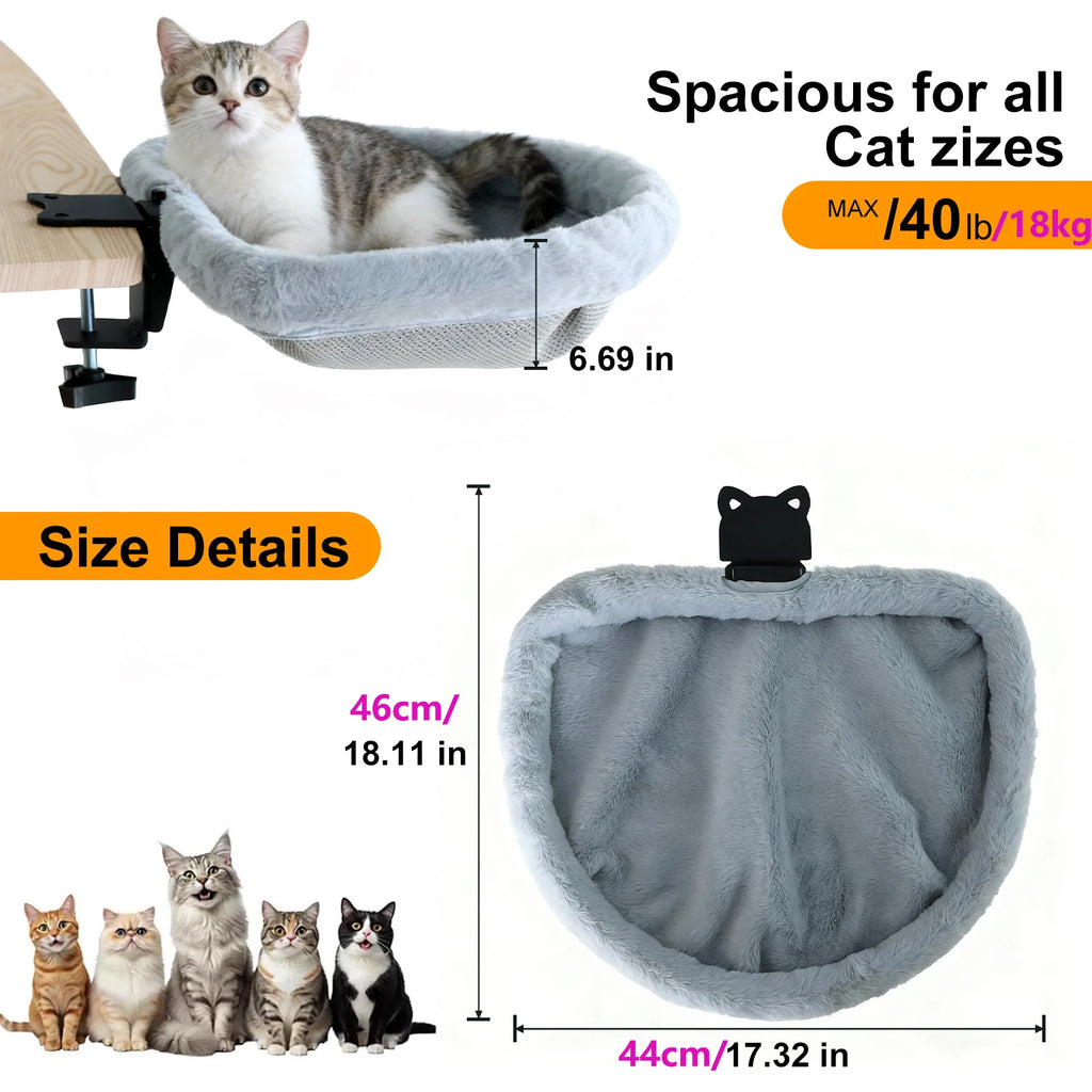 Foldable Cat Desk Bed, Sunken Semi-Circular Desk Perch for Cats – image 7
