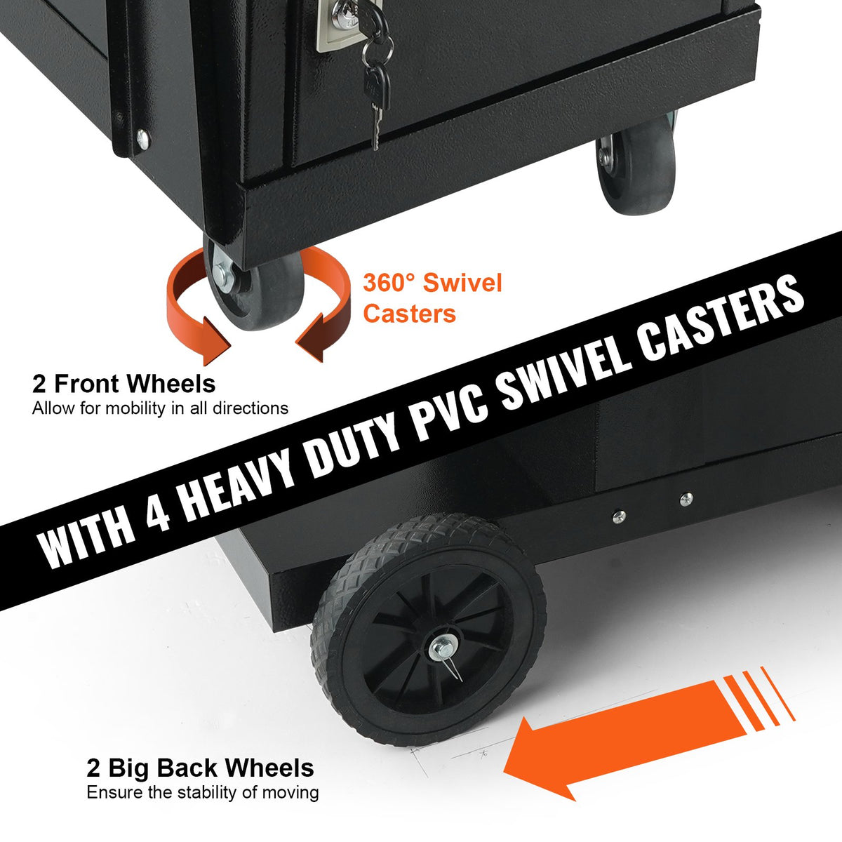 Welding Cart 2-Tier with Lockable Cabinet, 265 Lb, Swivel Wheels