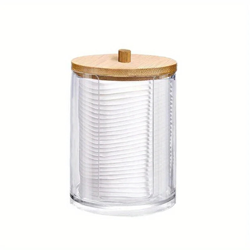 Cotton Pad Holder Round Clear Organizer with Lid