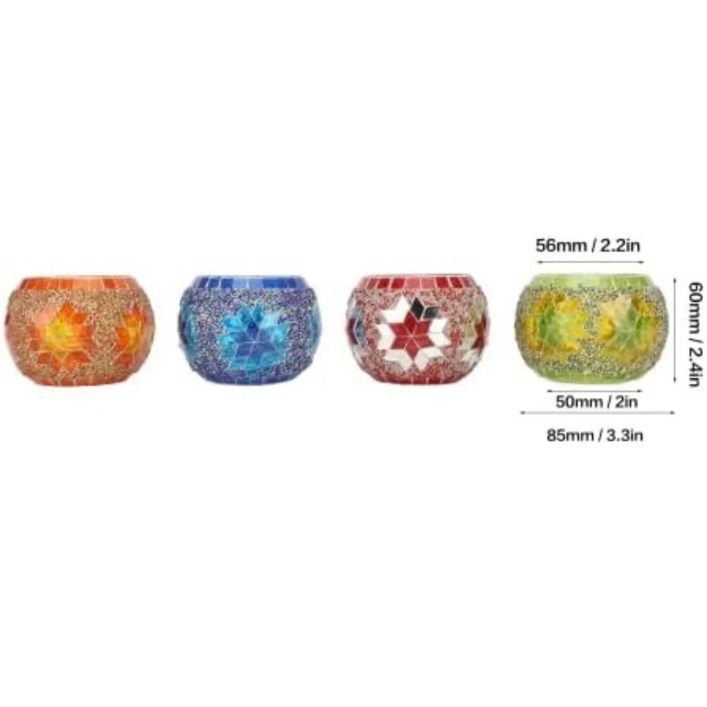 Mosaic Glass Votive Candle Holders, Set of 4