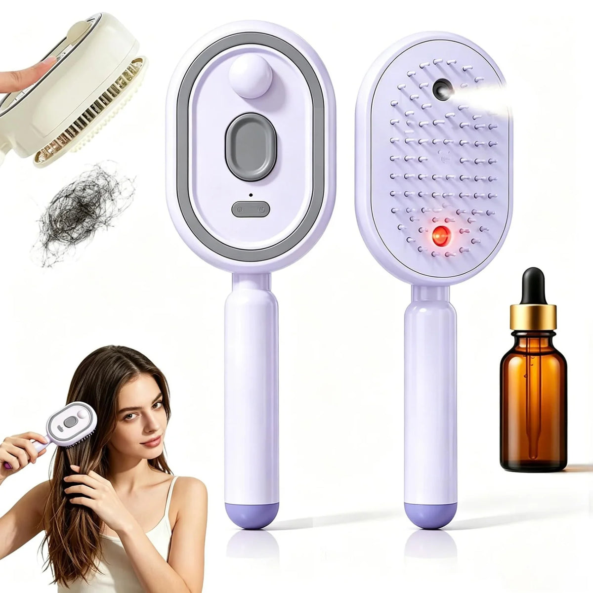 Mist Detangling Brush, Rechargeable Vibrating Air Cushion Comb