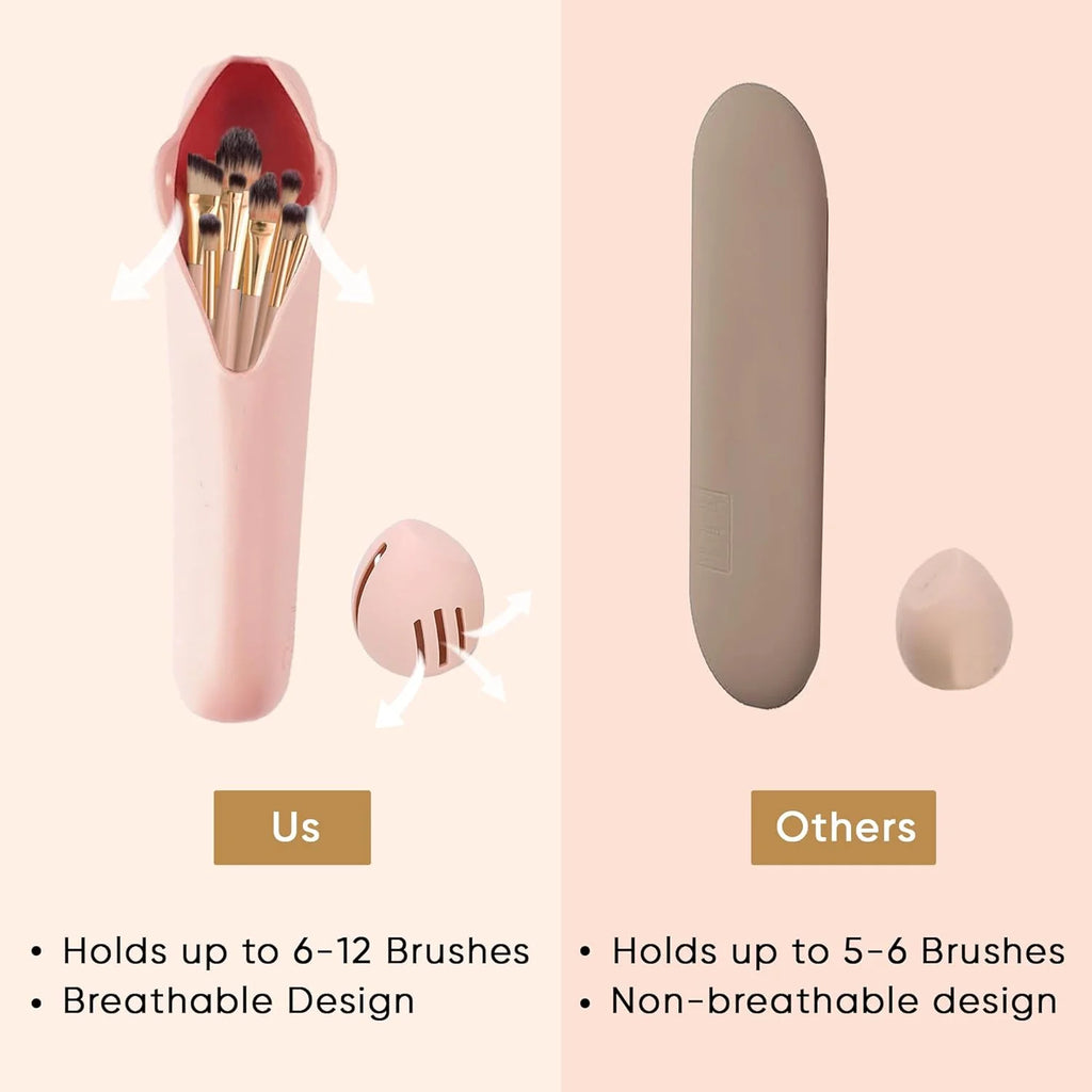 Silicone Makeup Brush Holder, Travel Brush and Sponge Case – image 3