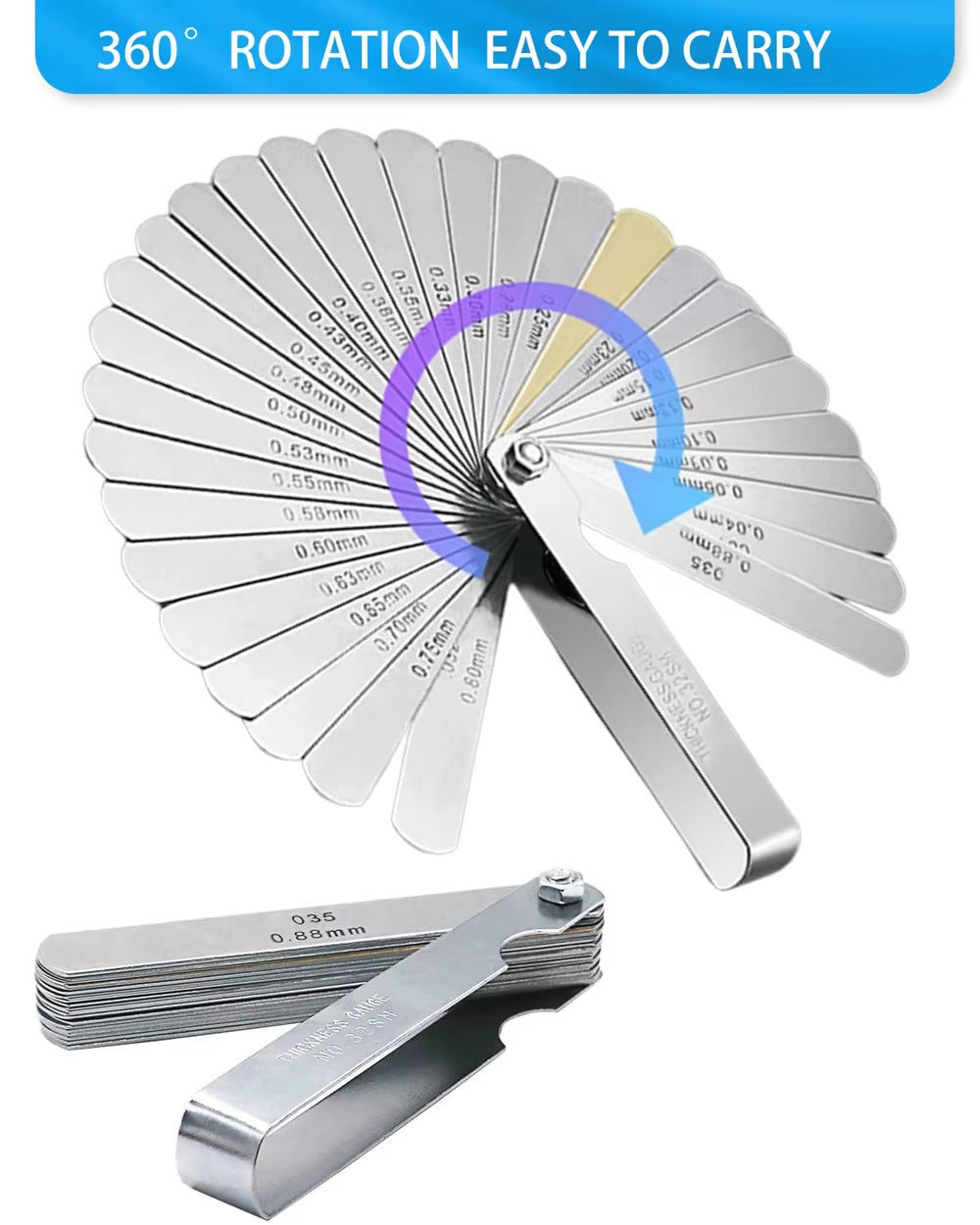 32 Blade Feeler Gauge Set - Stainless Steel Metric & SAE Valve Gap Gauge
