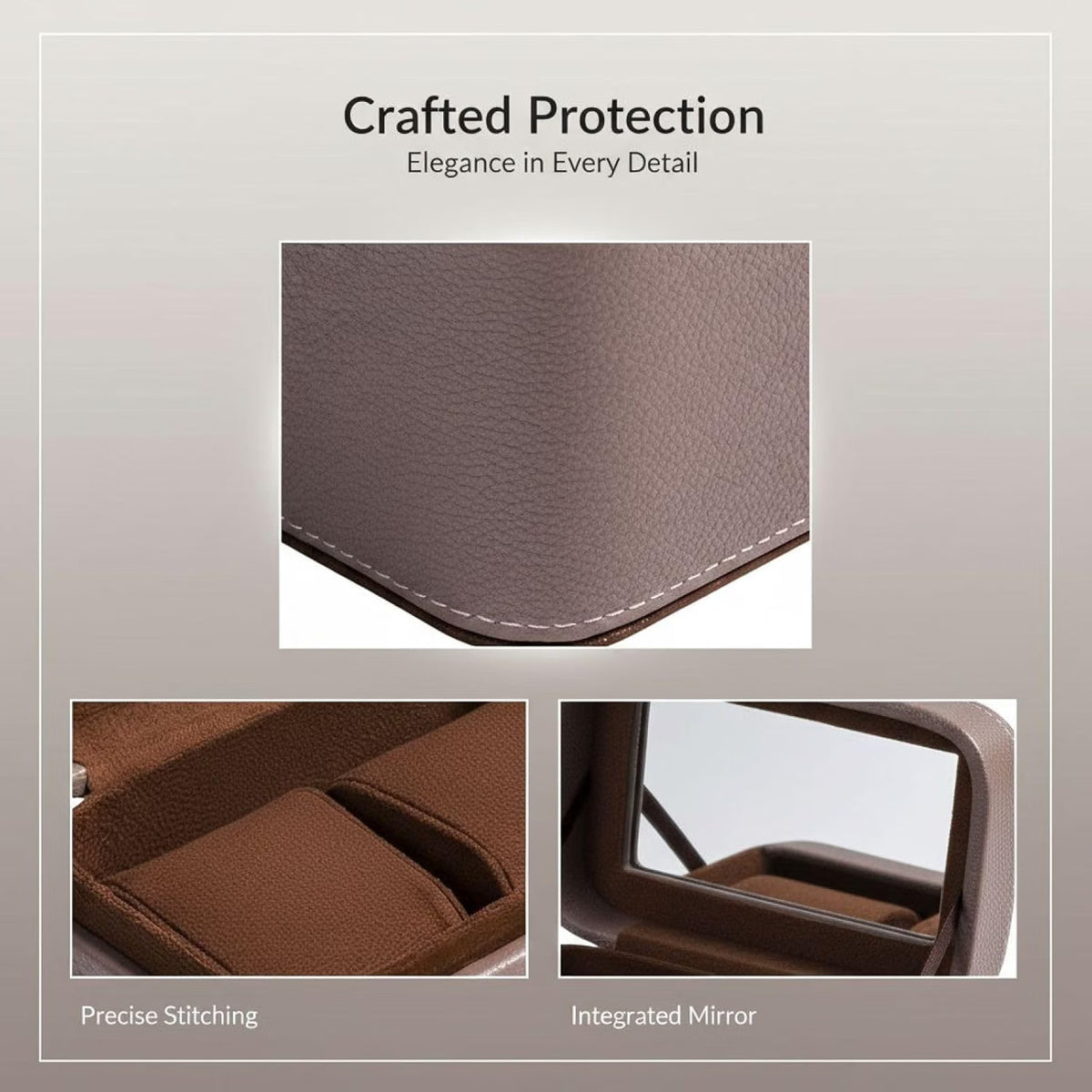 Watch Travel Case 2 Slot – Light Brown PU Leather with Clear Window – image 3