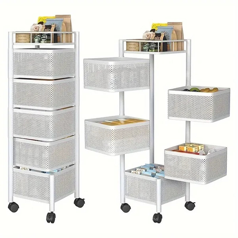 5-Tier Rotating Kitchen Storage Rack with Wheels – image 2