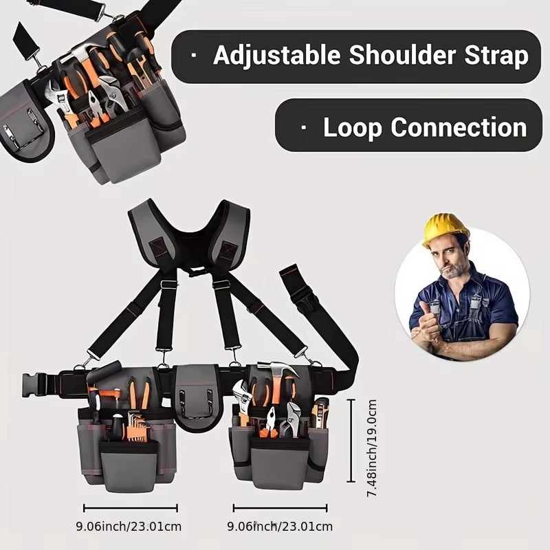 Tool Belt with Suspenders, 22 Pockets, Adjustable 32 to 66 Inch – image 4