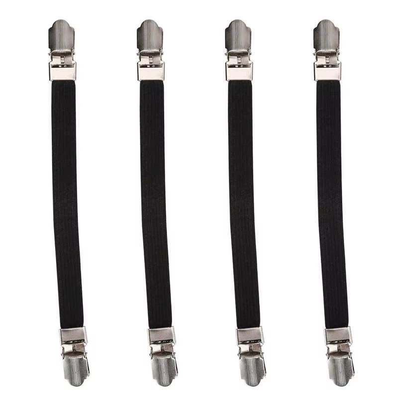Bed Sheet Grippers - Elastic Double-Clip Straps, 4 Pack