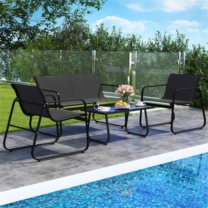 4-Piece Outdoor Conversation Set with Loveseat and Glass Table – image 11