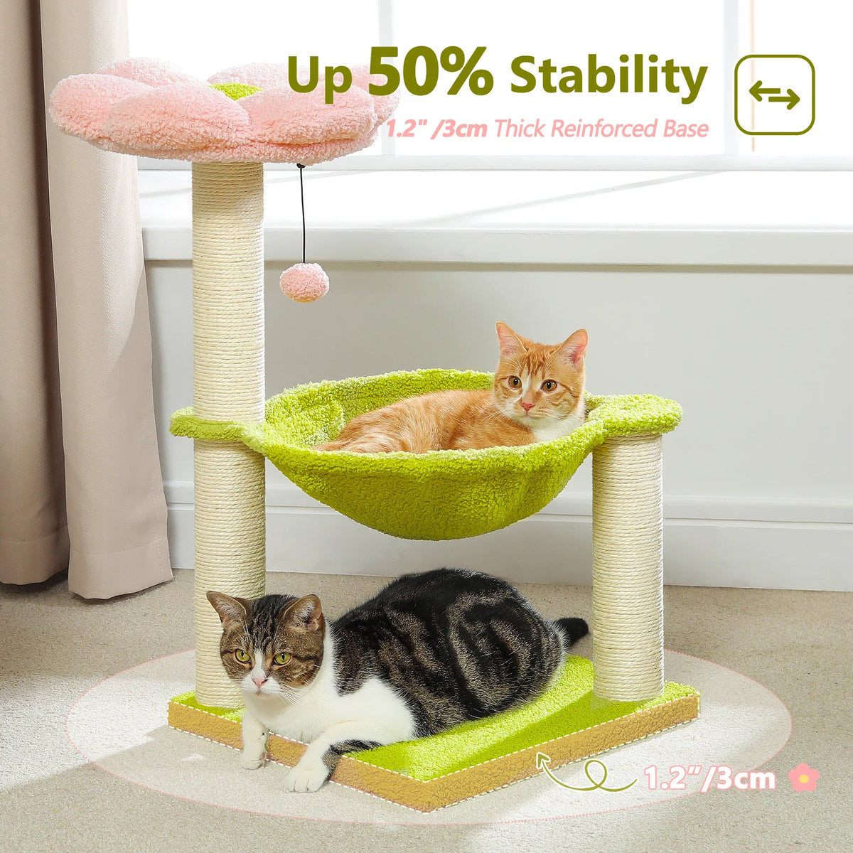Flower Cat Tree with Large Hammock and Sisal Scratching Posts – image 3
