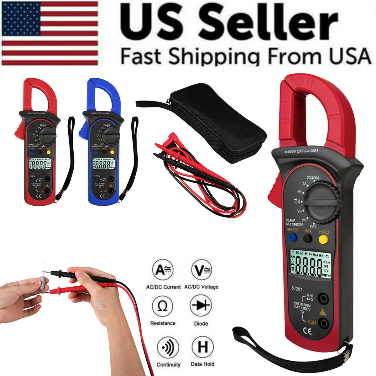 Digital Clamp Meter Multimeter, Auto Range AC/DC Electrical Tester