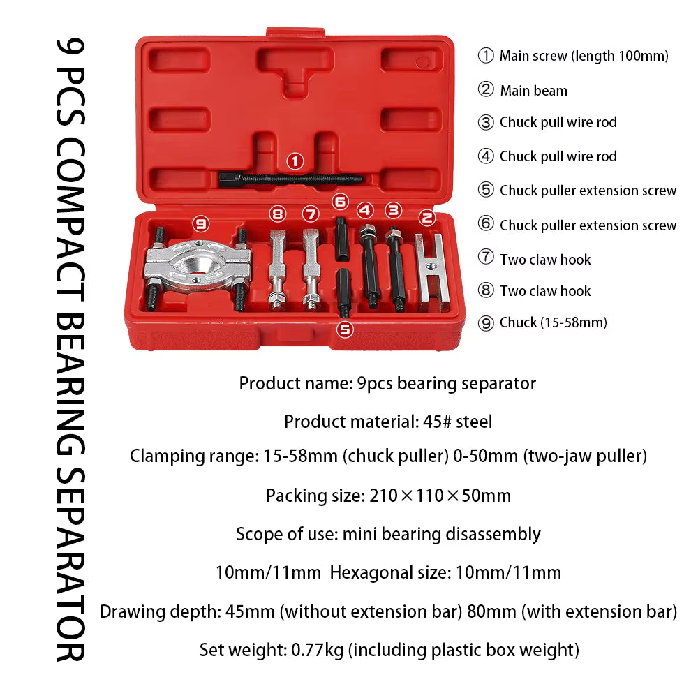 Mechanic Bearing Separator and Puller Set, 9-Piece with Case – image 5