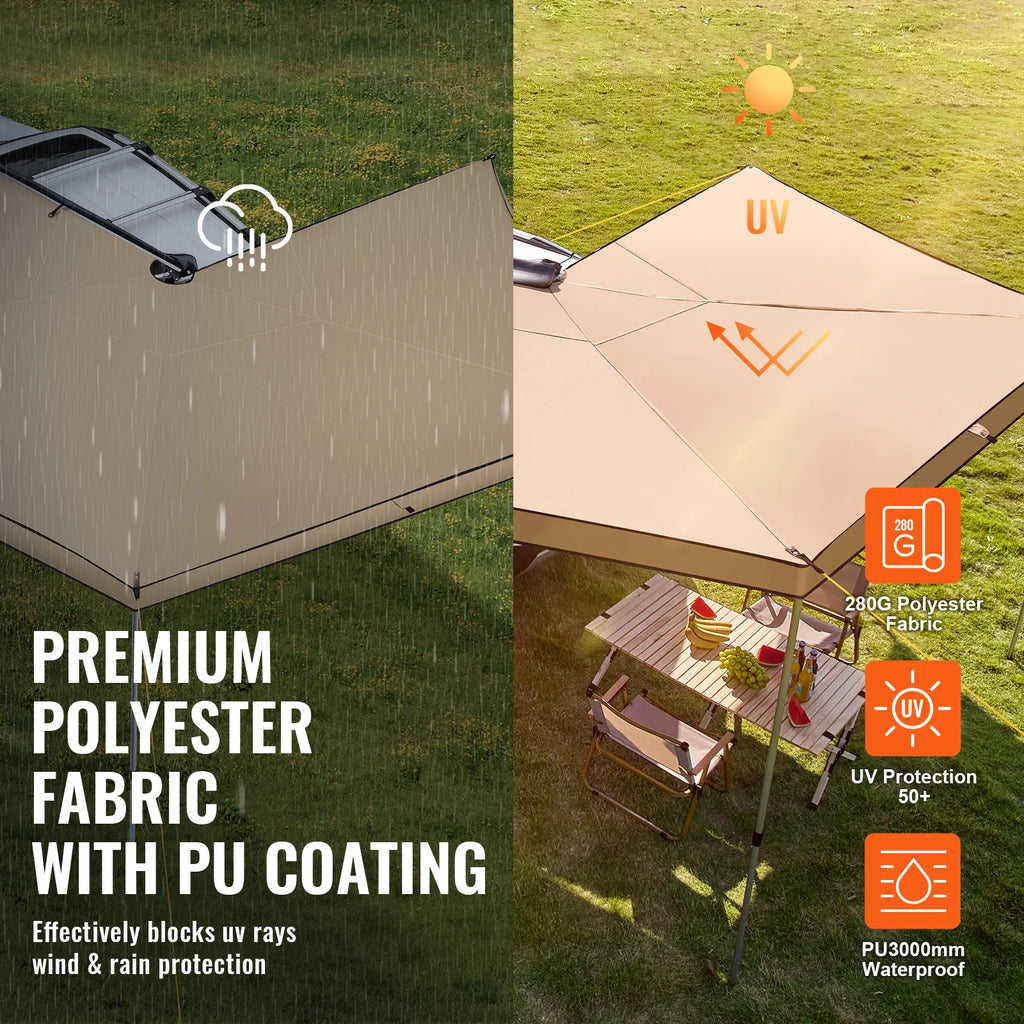 Car Side Awning 270 Degree, 8.2 ft Retractable Vehicle Awning – image 2