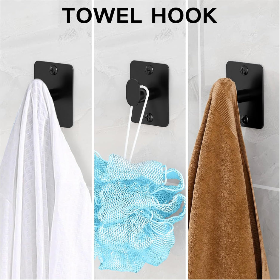 Bathroom Hardware Set 4-Piece, Matte Black 24 in Towel Bar – image 4