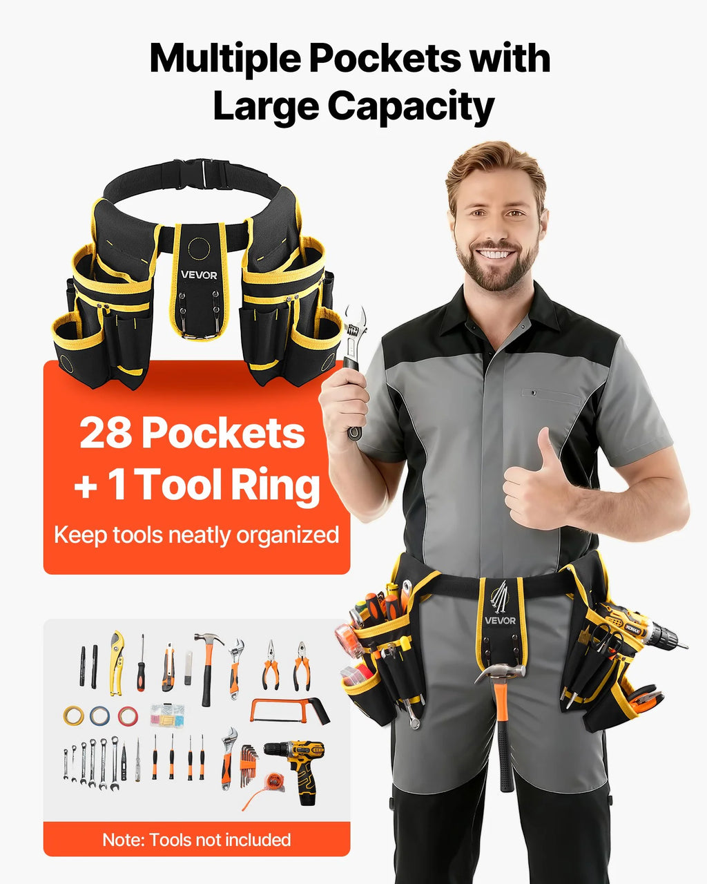 Magnetic Tool Belt – 28 Pocket Heavy-Duty Work Pouch – image 2