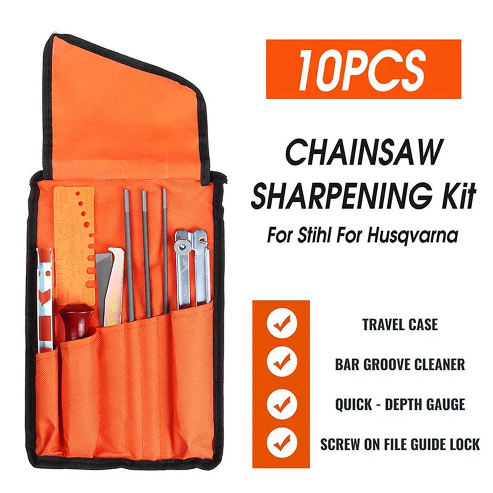Chainsaw Sharpening Kit 10 Pcs – Round Files, Guide and Depth Gauge – image 2