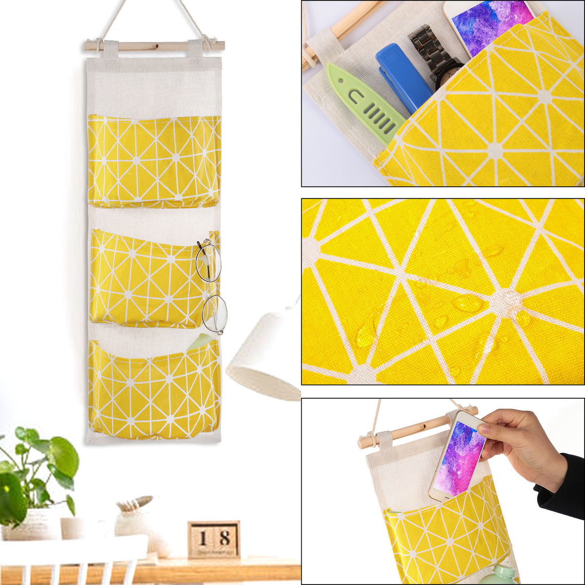 Hanging Wall Organizer - 3-Pocket Linen Door & Closet Storage Bag – image 18