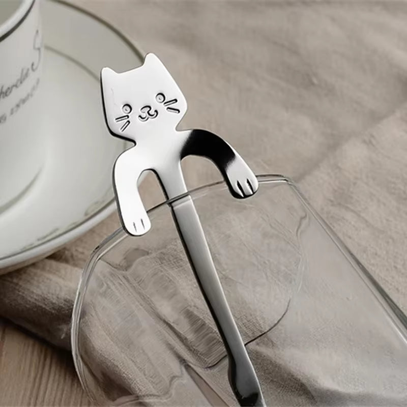 Cat Shaped Coffee Spoons - Stainless Steel Dessert Teaspoons – image 2
