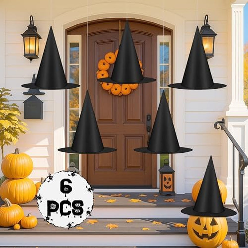 Hanging Witch Hats Halloween Decorations – 6, 9 or 18 Pack with Cord
