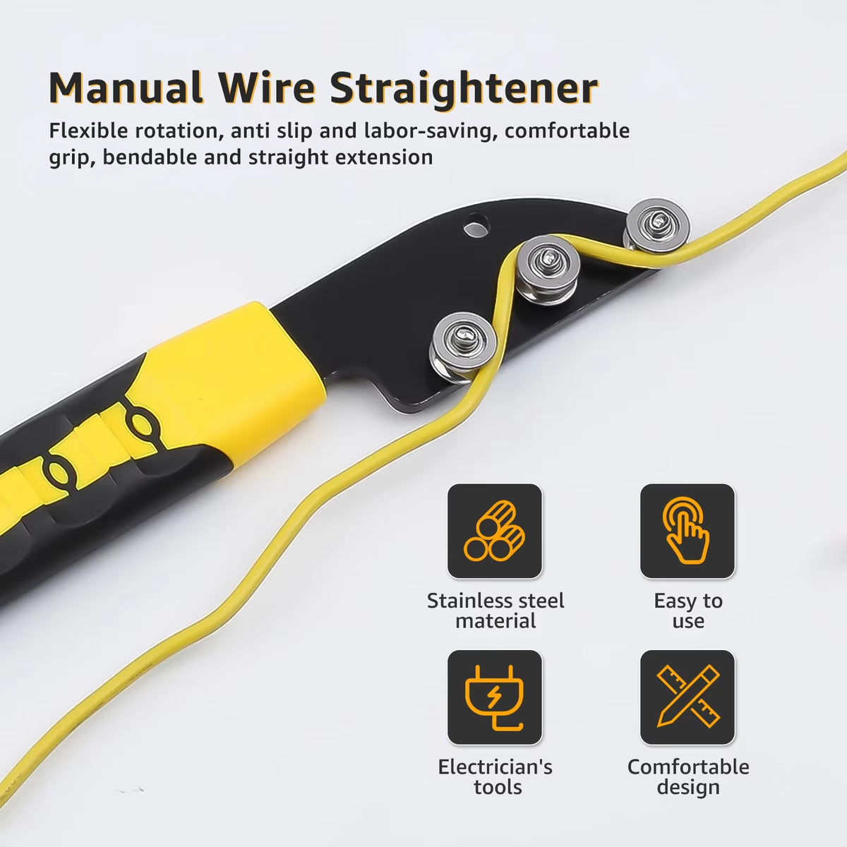 Electrician Wire Straightener, Stainless Steel Cable Roller Tool – image 3