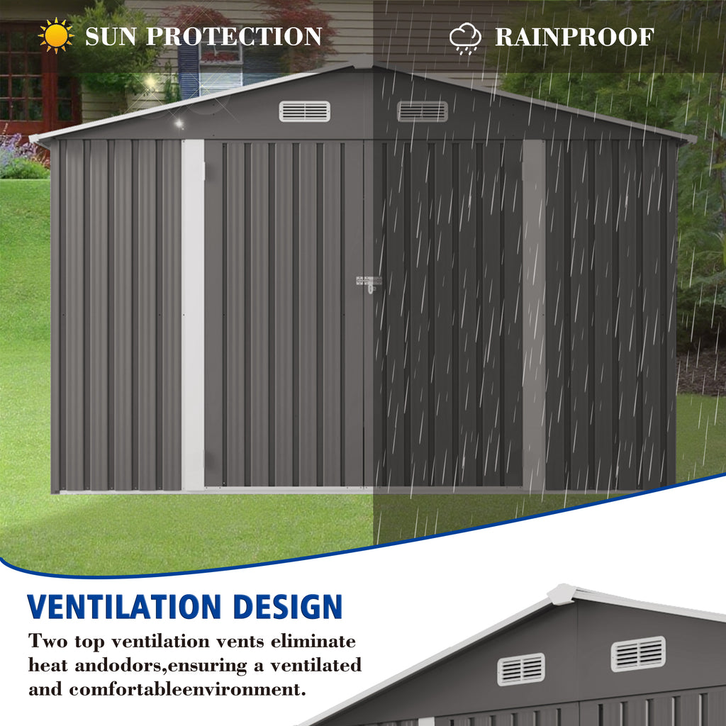 10 x 8 ft Metal Storage Shed with Lockable Doors, Vents and Window – image 3