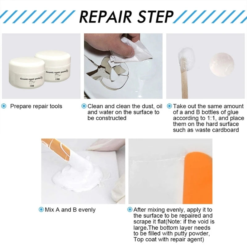 Tub, Tile & Shower Repair Paste - Porcelain Chip and Crack Repair Kit