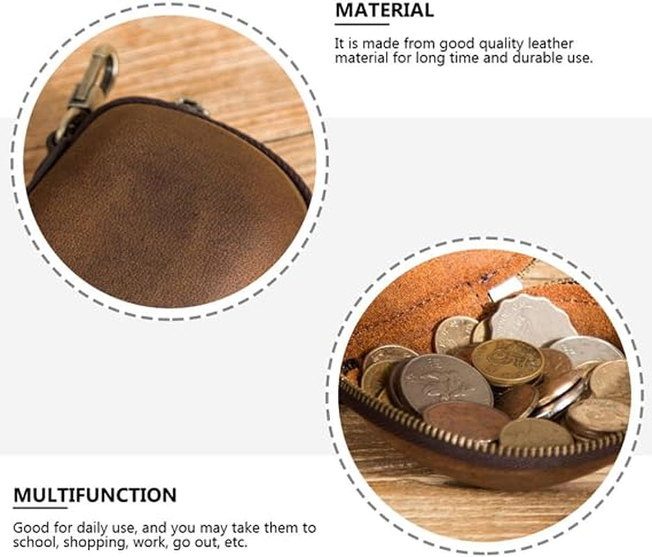 Leather Coin Pouch Keychain – Vintage Mini Coin Purse – image 5