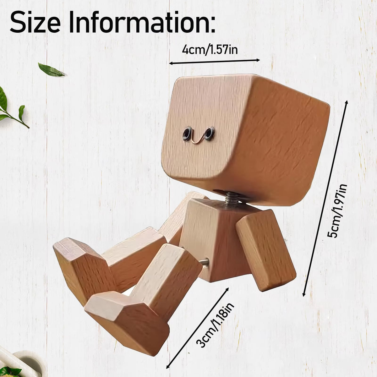 Car Dashboard Wiggle Wooden Man Figurine - Handmade Ornament with 12 Magnetic Faces